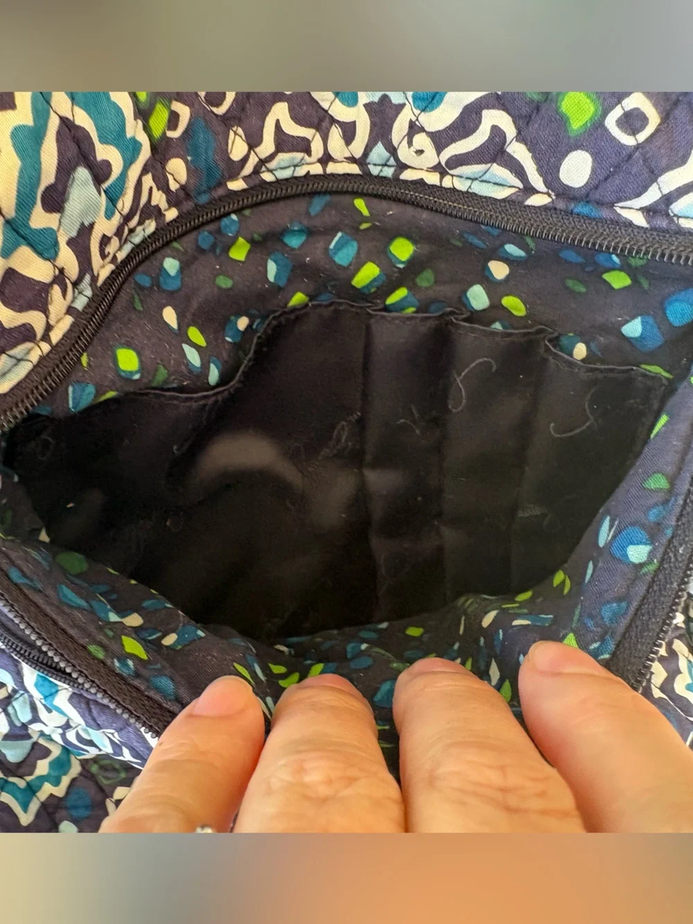 Vera Bradley Quilted Navy and Teal Patterned Women’s Campus Backpack Ink Blue